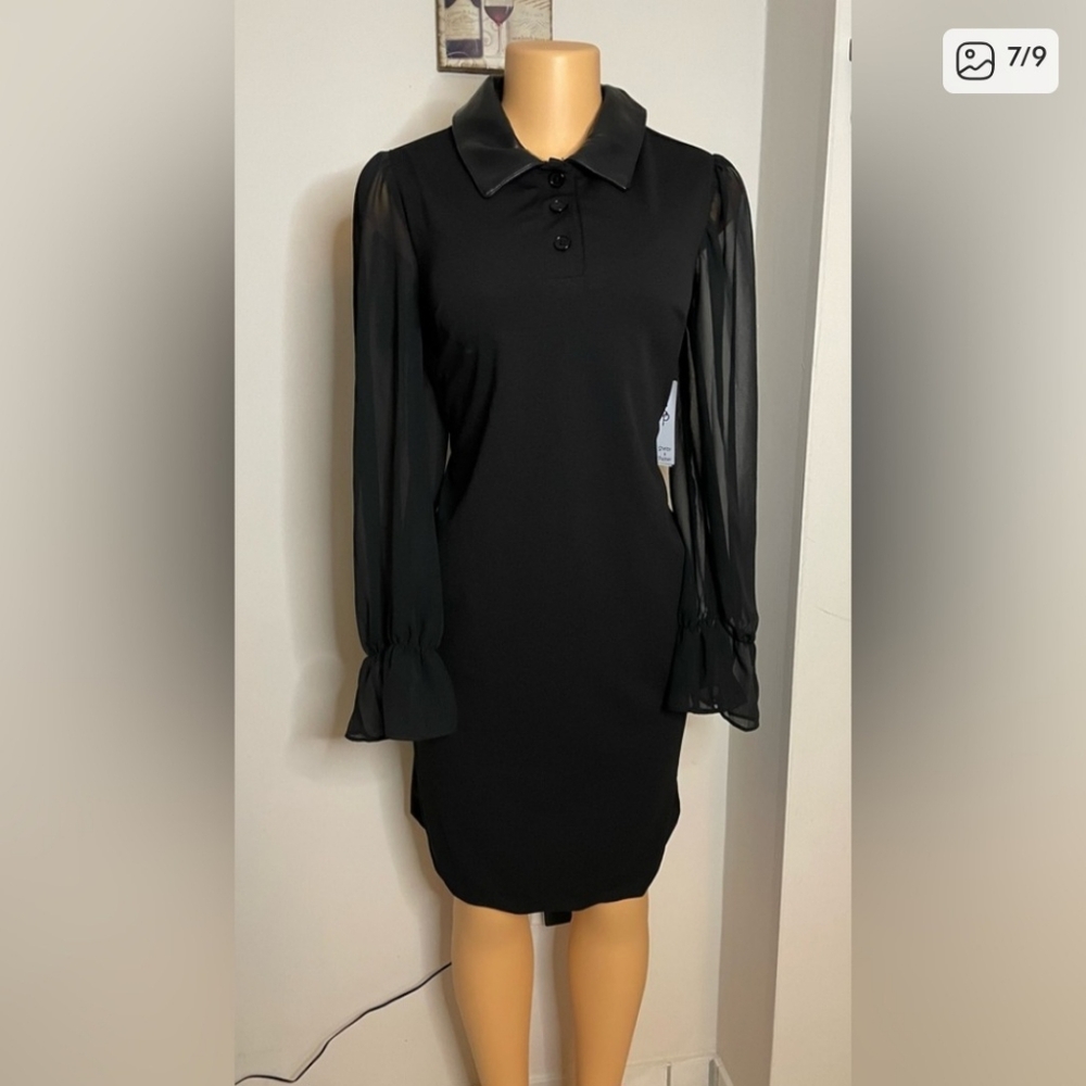 NWT Dress Black Long Sleeve Closure Zip Size 10
